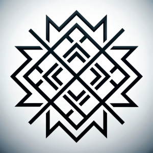 Nordic Runes geometric tattoo design - perfect  high-definition grey and black, white background 