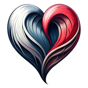 Style stickers. Create a heart shape with clean lines and smooth .Experiment with negative space to create an additional shape within the heart. Apply a subtle gradient to the heart symbol for a modern touch. Black and red only. White background, No Background, vector, 8K.