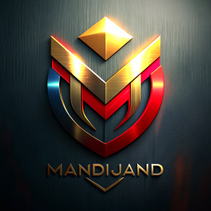 Create a logo with the word "MANDUJANO" center that has elegance and colors such as gold, red black and silver.

