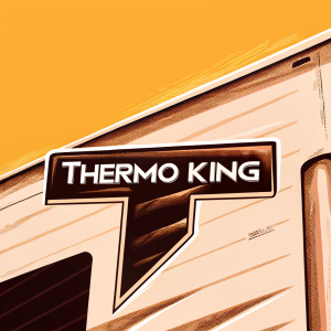 Thermo King logo design. Bold black and teal colors, modern and sleek font, stylized letter T