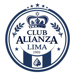 Club Alianza Lima logo, a sports club from Lima, Peru, established in 1901. Circular design with navy blue and white colors. Stylized font and crown-like elements.