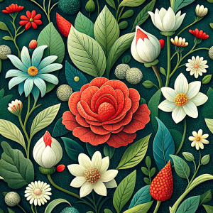 Flowers seamless pattern in the style of Dutch still lifes of the 17th century