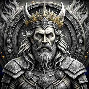 Nordic Surt - Ruler of Muspellsheim - perfect realistic art, high-definition grey and black, white background tattoo design