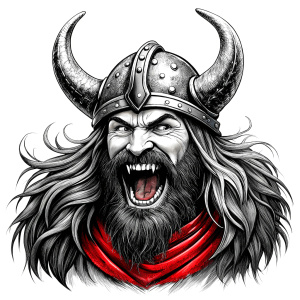 happy viking perfect realistic art, high-definition, high-definition grey and black, white background 