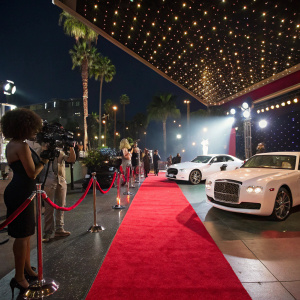 Love & Hip Hop Hollywood intro scene. Glamorous backdrop, luxurious lifestyle, hip-hop culture.