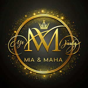 un logotipo con las letras  las palabras MIA Y MAHIA en dorado M Y M