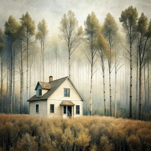 abandoned house in the trees