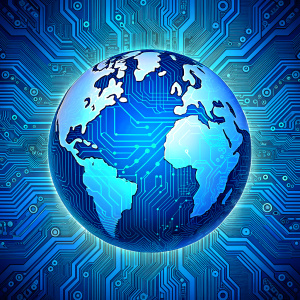 global blue circuit board  background