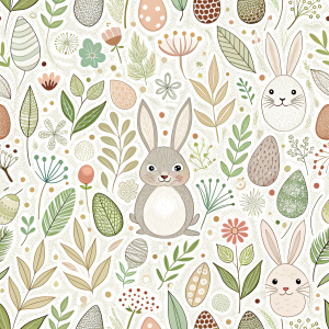 easter minimalist doodles seamless pattern tile, white ground