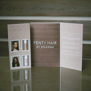 Press kit for Fenty Hair by Rihanna. Clean and modern design. Dominated by warm earth tones, with easy-to-read fonts and well-organized layout.