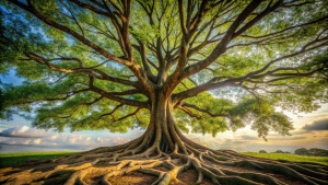 Un árbol robusto y bien arraigado que se mantiene firme