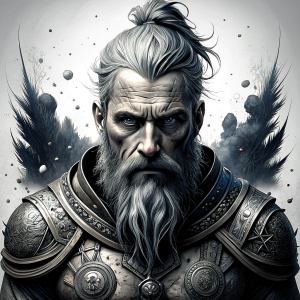 Nordic God Balder - perfect realistic art, high-definition grey and black, white background tattoo design