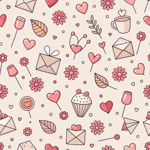 valentine day minimalist doodles for seamless pattern tile, light background