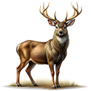 Realistic photograph of a complete deer, full body