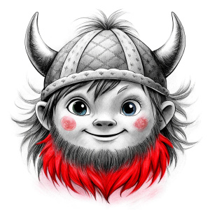 happy viking baby face perfect realistic art, high-definition, high-definition grey and black, white background 