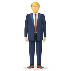 skinny flat vector donald trump vector figure, full body