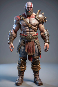 Full body shot of Kratos from the game God Of War