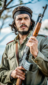 Che Guevara with a gun in his hand