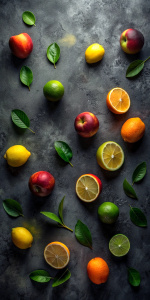 wallpaper, peach, lemons, limes, dark, 4k