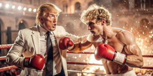 Logan Paul and slim Donald Trump boxing.