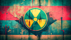 minimalist concrete wall  with nuke grafitti, wallpaper