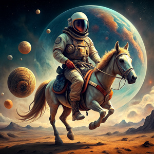 astronaut riding horse