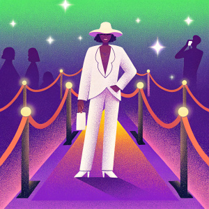 Vivica A. Fox, in a striking white suit and wide-brimmed hat, graces the Oscars red carpet.
