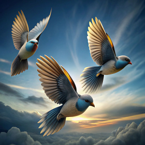 birds flying togther 