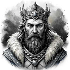 Nordic Surt - Ruler of Muspellsheim - perfect realistic art, high-definition grey and black, white background tattoo design