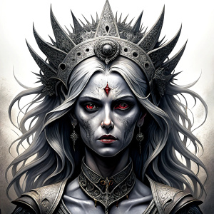 Hel – Ruler of the Realm of the Dead - perfect realistic art - high definition - grey and black tattoo design - white background 