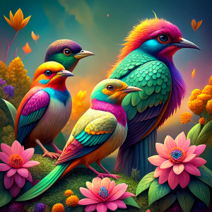 aves coloridas en el habitad natural