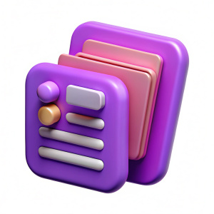 Create a 3D icon representing the concept of applications. This could include symbols such as a stack of documents, a form being filled out, a digital application interface, or any other visual representation of the application process. Please ensure the image effectively communicates the idea of submitting or processing applications, whether for jobs, programs, or other purposes. Feel free to be creative in interpreting the theme of "applications."