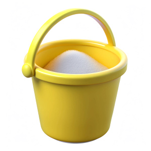 3D icon yellow sand bucket sprinkling sand