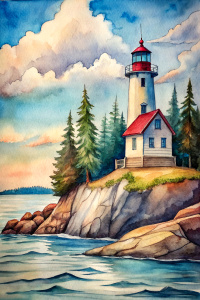 minneosta north shore print with lighthouse