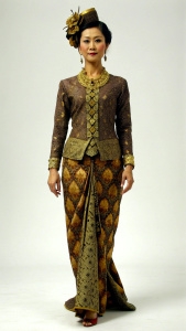 fashion style, Javanese traditional kebaya, full body