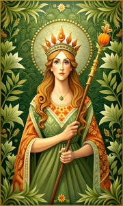 QUEEN OF WANDS, SPANISH DECK STICK, BAROQUE STYLE