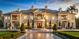 luxury mansion, front view