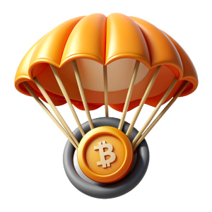 parachute with bitcoin logotype