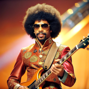 funk 70´s player in a bashki design cartoon