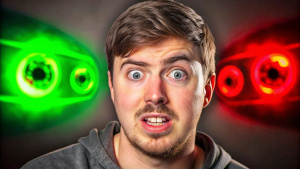 MrBeast attractive  youtube thumbnail for video , Man with a lot of eyes on his face. Photo manipulation