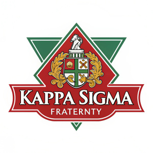 Digital illustration of the Kappa Sigma Fraternity logo. The logo features a bold, emblematic design in red, green, and gold colors. The text 'Kappa Sigma FRAERNITY' is rendered in a clear, striking font. The emblem is stylized with detailed, symbolic elements.