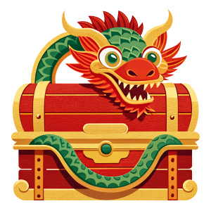 wooden dragon chest, Chinese New Year