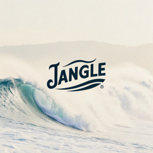Logo for Jangle. Dynamic wave-like shape. Bold, sans-serif 'Jangle' text. Registered trademark symbol. Minimalist design. Clean, light background.