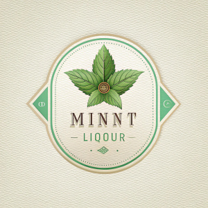 mint liquor label design, front view, minimal design - Recraft