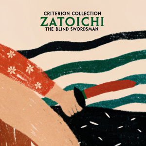 Criterion Collection's box set for 'Zatoichi: The Blind Swordsman'. Vibrant cover art in hues of red, green, and blue. Highly detailed and dynamic design.
