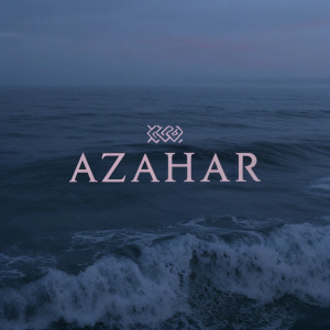 Azahar's brand logo showcased in diverse color schemes. Earthy tones combined with soft pink, set against a dynamic green and pastel backdrop.