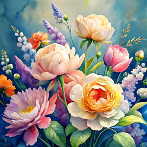 watercolor image ,Pink white Peonies Snowdrops, lobelia, canna,salvia , carnation, Common Crape Myrtle., Ranunculus viburnum, wax flower, dandelion, geranium , watercolor , watercolor , artichoke ,aster,pansy,poppy ,lavender,anemone ,oleander , succulent,pansy,lilac