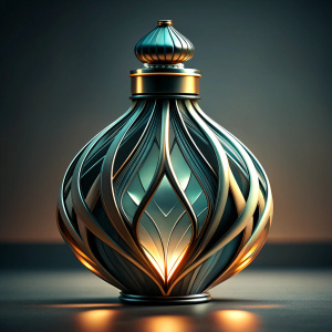 elegant futuristic gray and black glass bottle