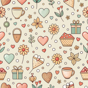 valentine day minimalist doodles for seamless pattern tile, light background