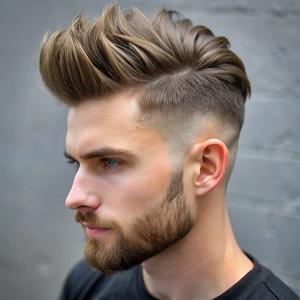 High Fade + Quiff Haircut
 mens
